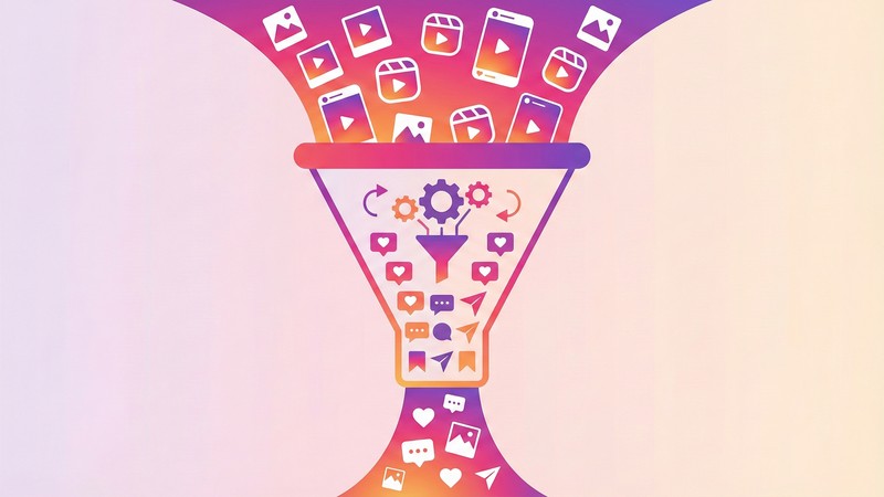 Illustration du système de diffusion des Reels Instagram avec algorithme et signaux d'engagement