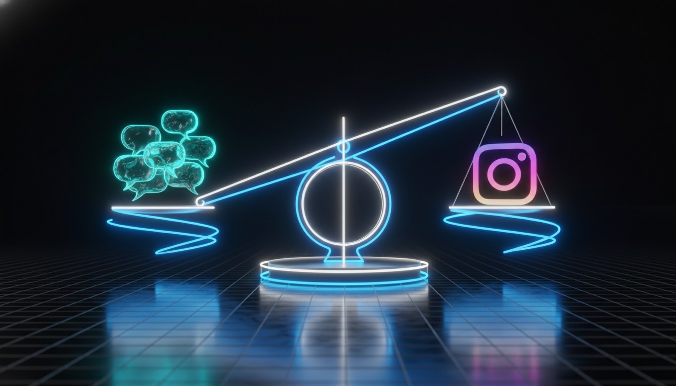 Balance illustrant l'impact des commentaires sur la portée Instagram