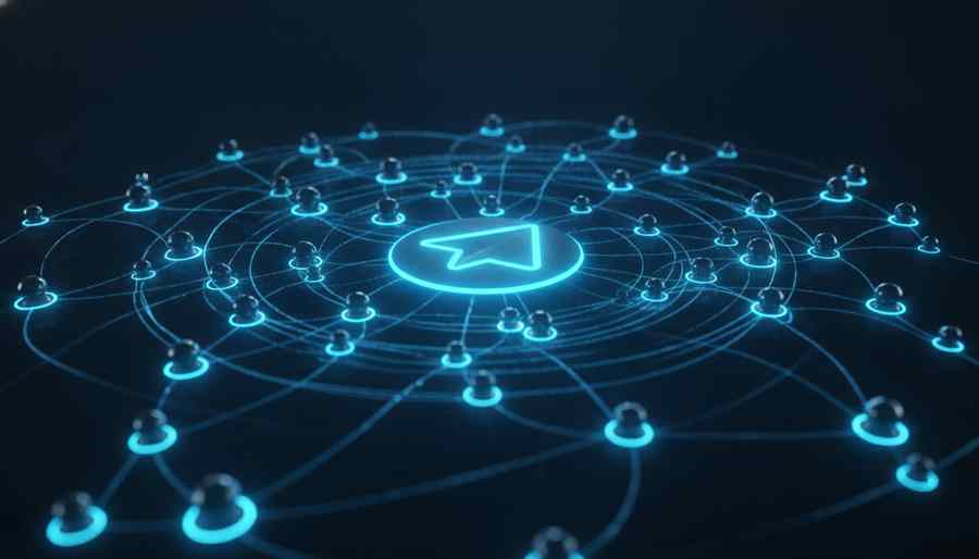Netzwerk vernetzter Mitglieder rund um einen Telegram-Kanal