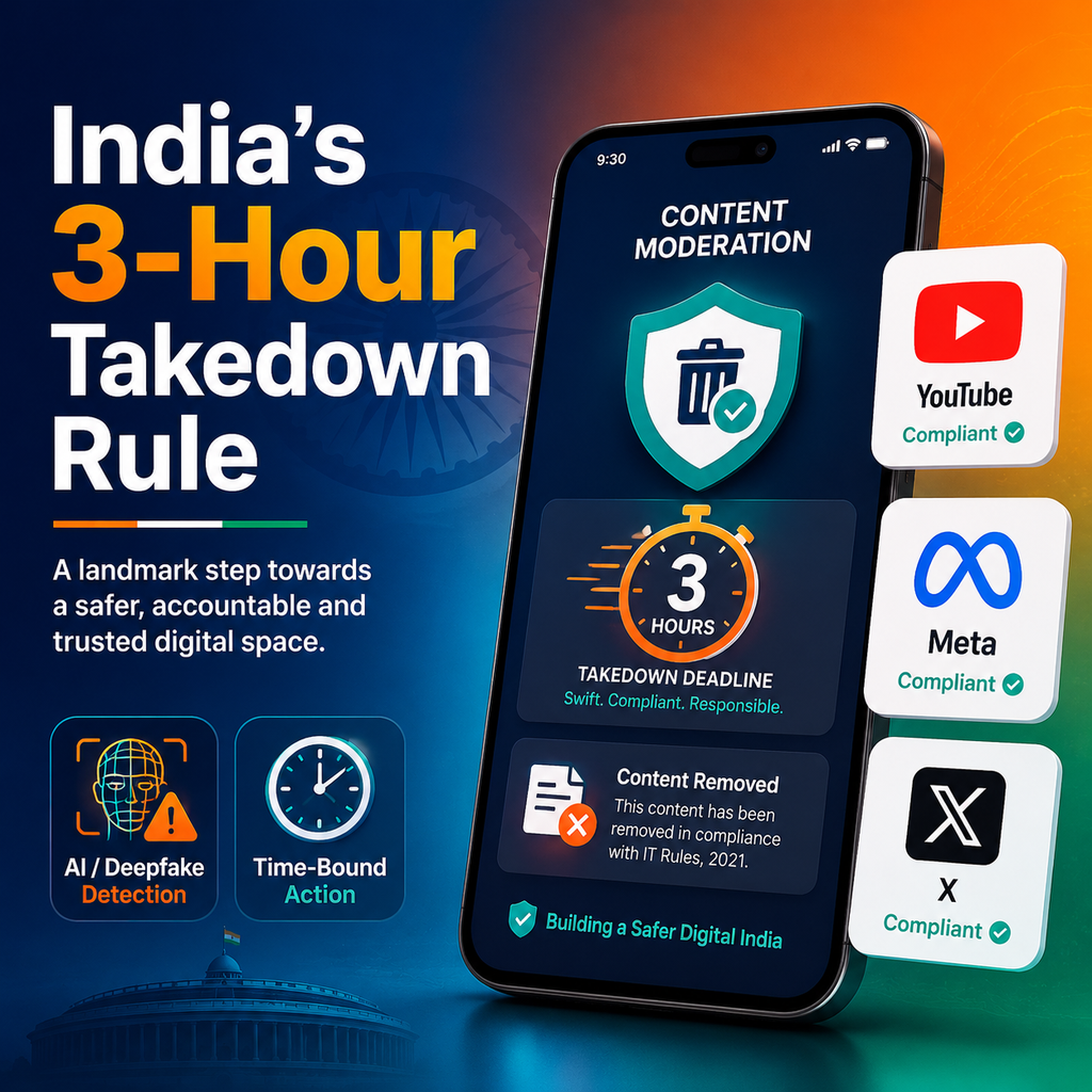 India cuts takedown window to three hours for YouTube, Meta, X and others