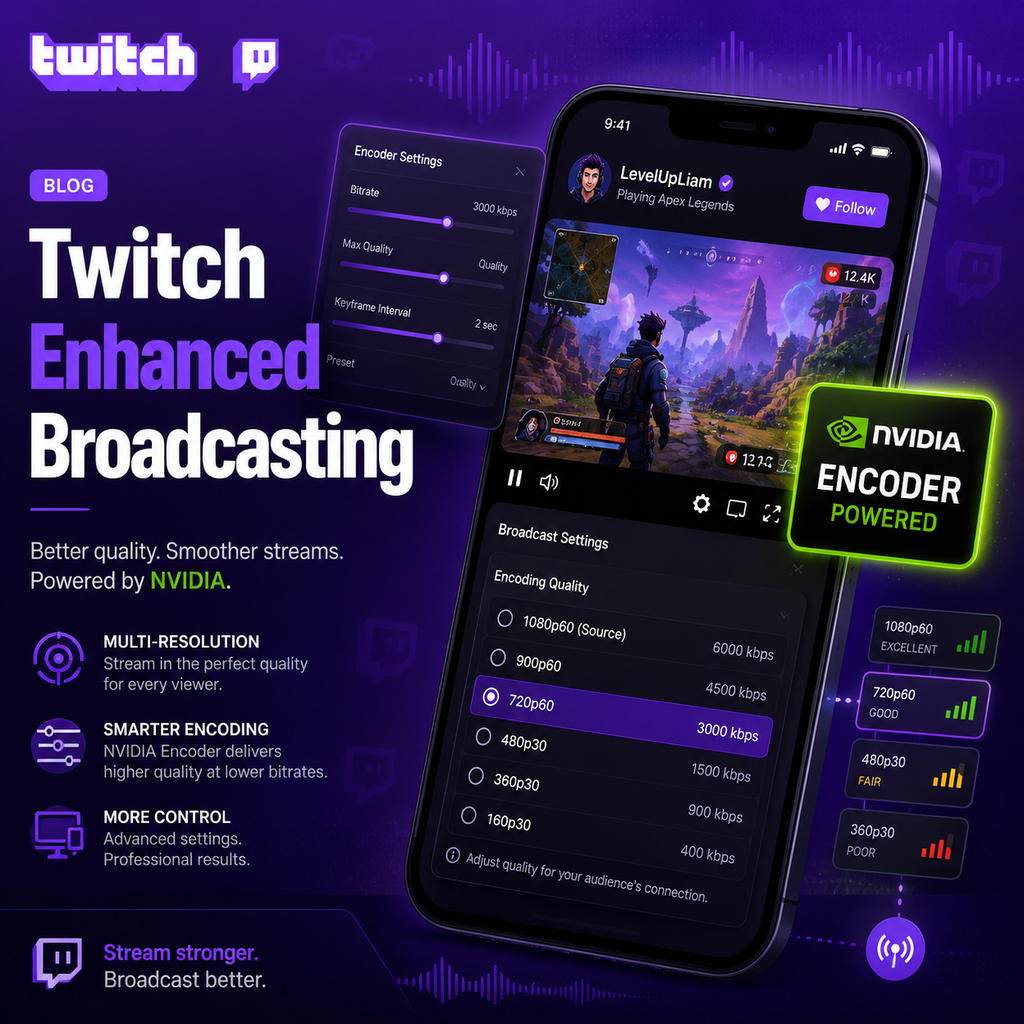 Livestreams mit Twitch Enhanced Broadcasting und NVIDIA Encoder aufwerten