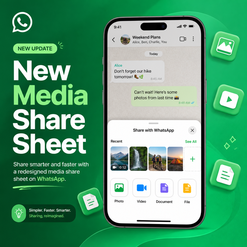 WhatsApp Begins Rolling Out Redesigned Media Share Sheet on iOS