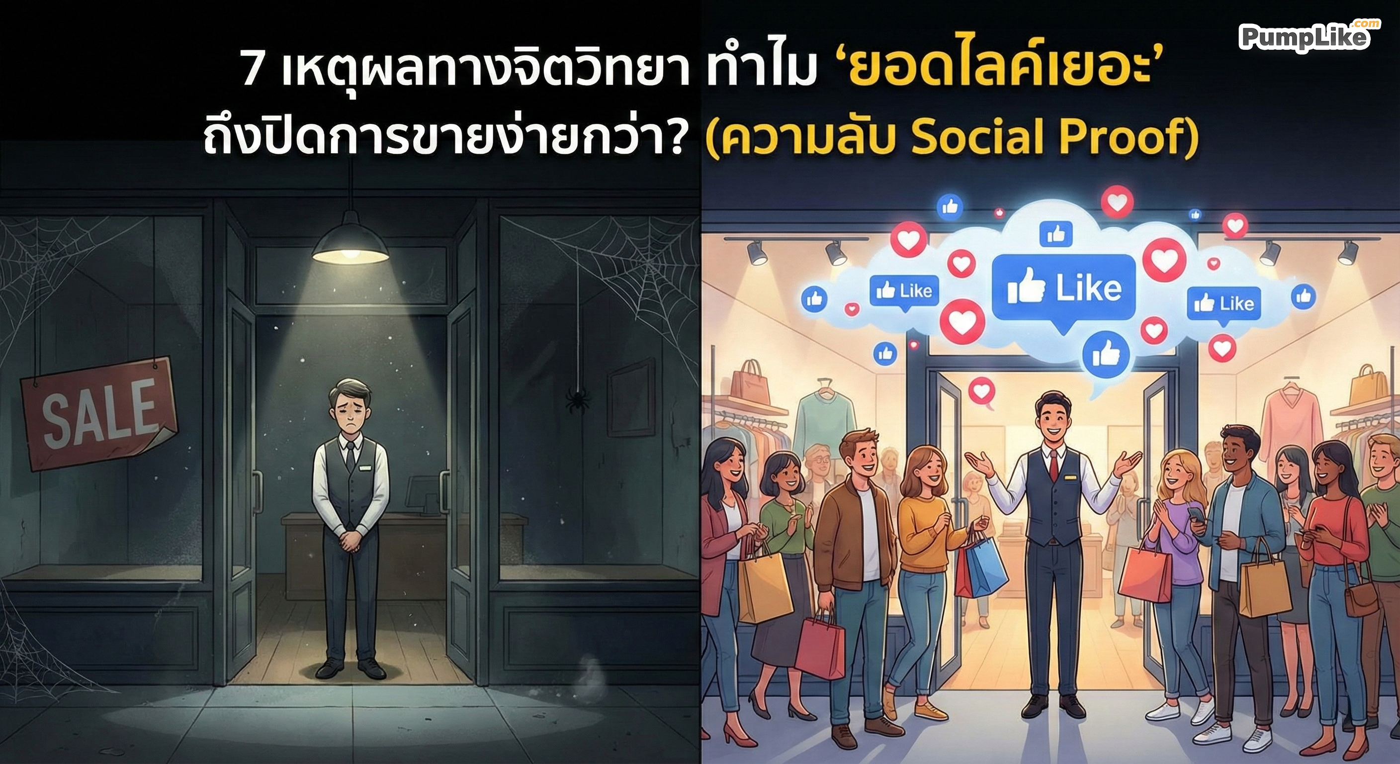 7 เหตุผลทางจิตวิทยา ทำไม 'ยอดไลค์เยอะ' ถึงปิดการขายง่ายกว่า? (ความลับ Social Proof)