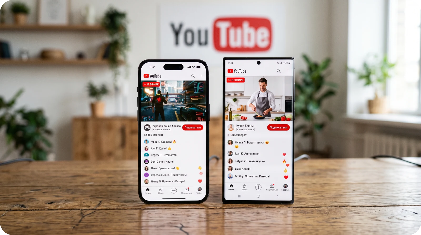 Трансляции YouTube в эфире: тысячи зрителей и живой чат