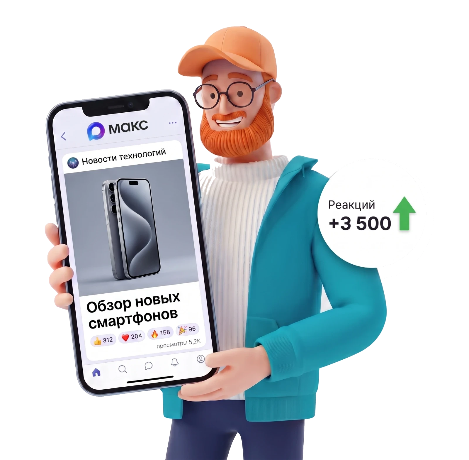 Накрутка реакций в MAX: пост канала MAX с реакциями