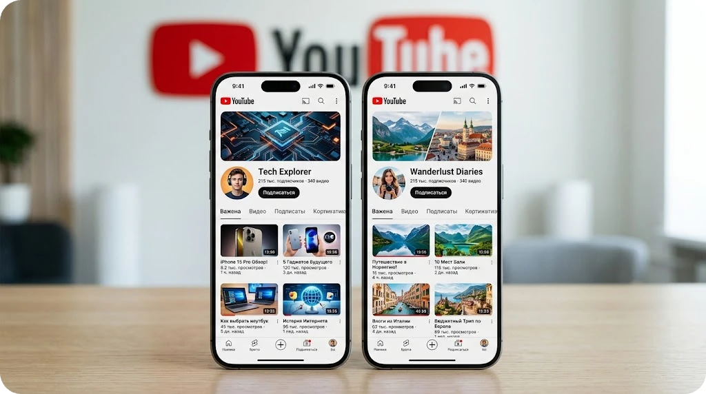 Примеры каналов YouTube