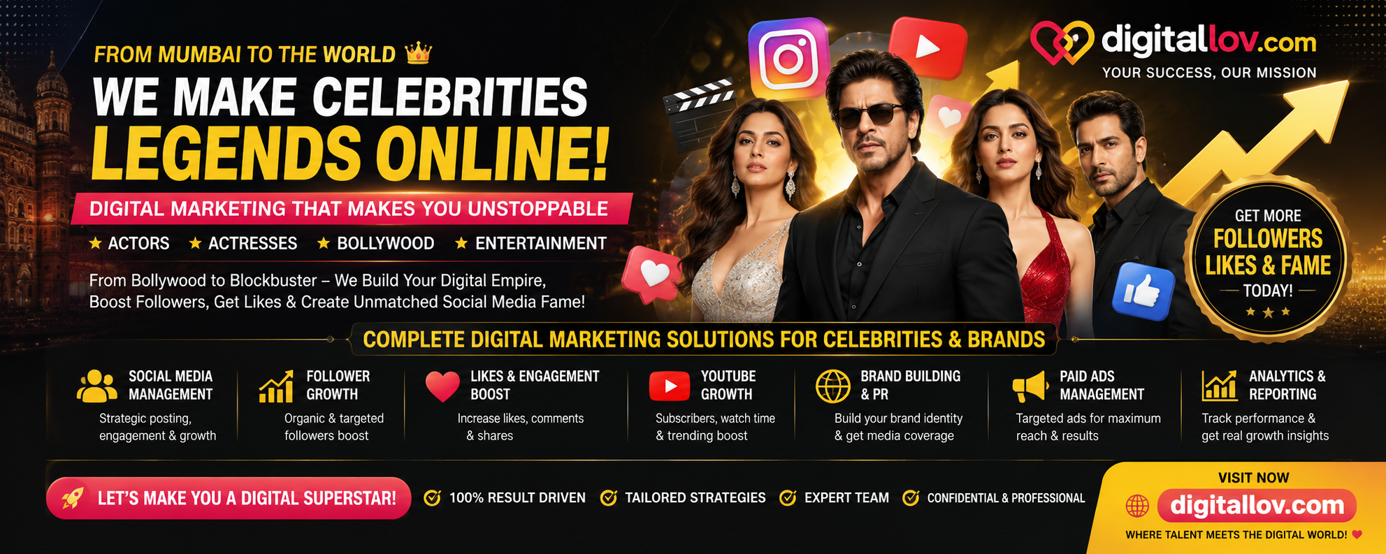 SMM Panel for Mumbai Celebrities, Actors, Actresses & Bollywood Film Industry digitallov.com