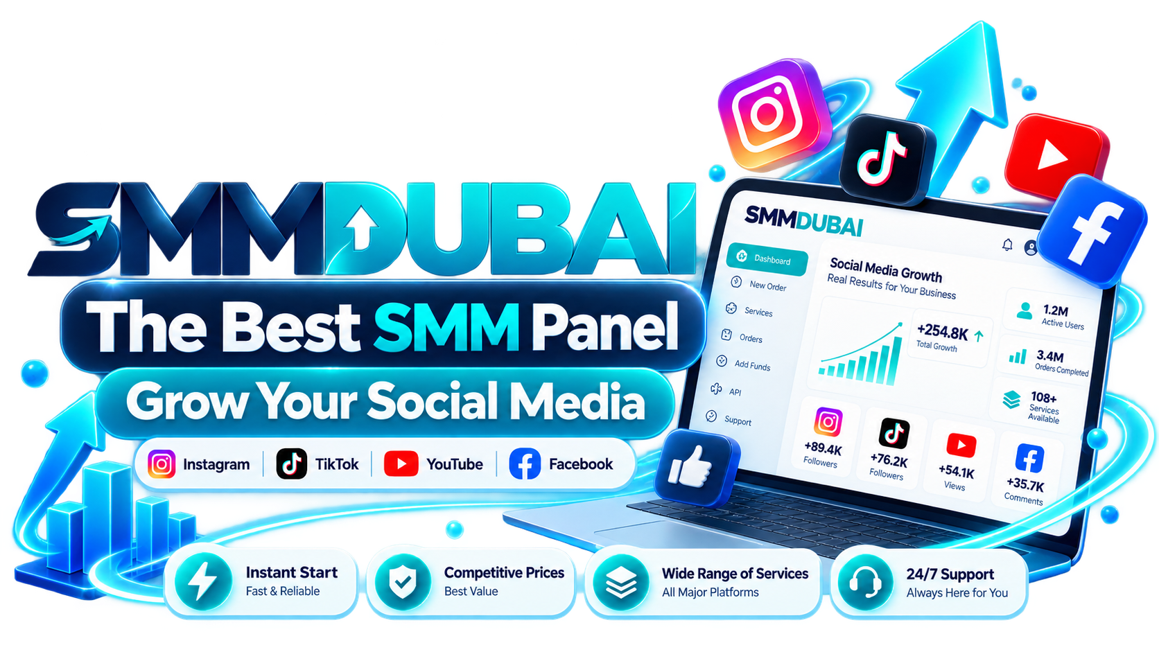 Pannello SMM SMMDUBAI per Instagram, TikTok, YouTube e Facebook