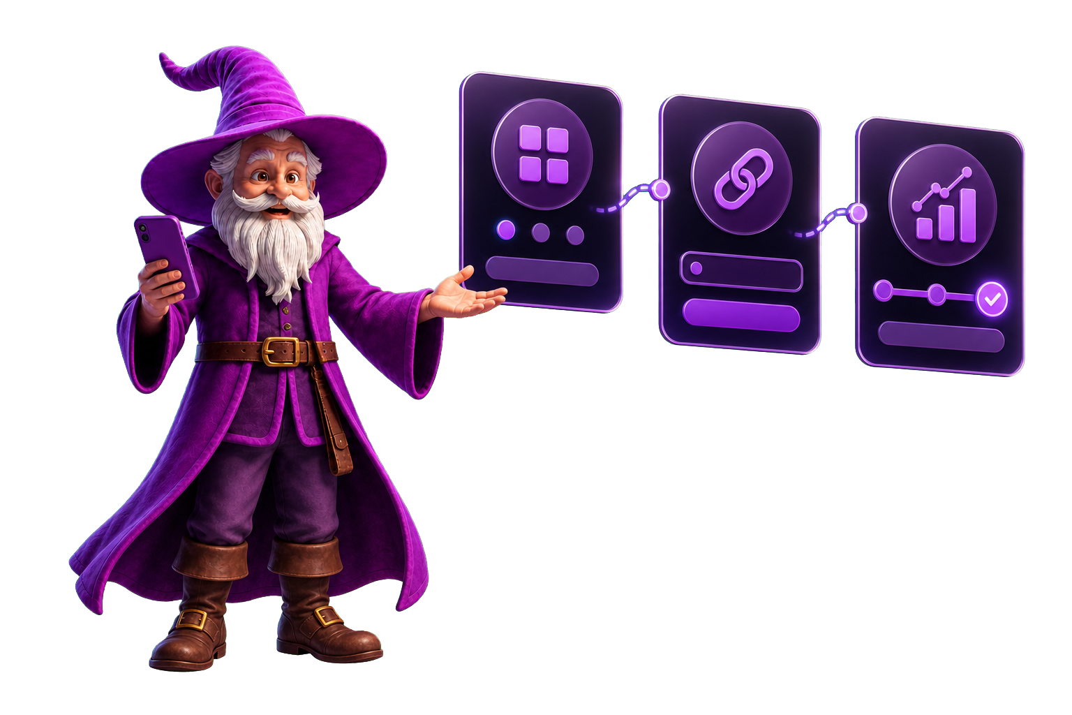 Nexvado wizard presenting the three-step social media service workflow